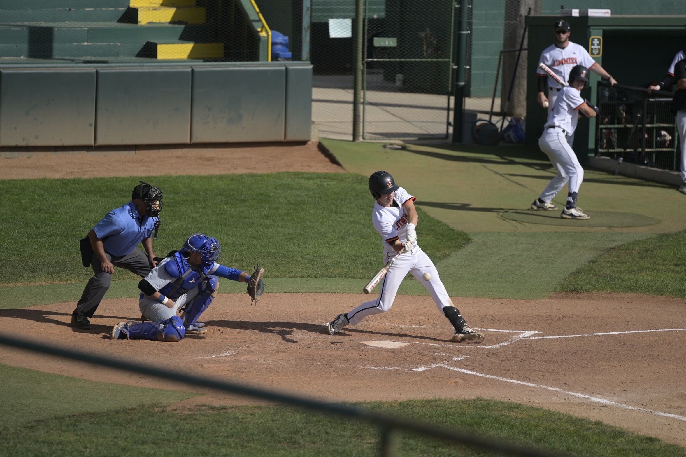 Ryan Muizelaar connects for a three-run home run in Wednesday's win over Mayville State / Photo by Logan Adams