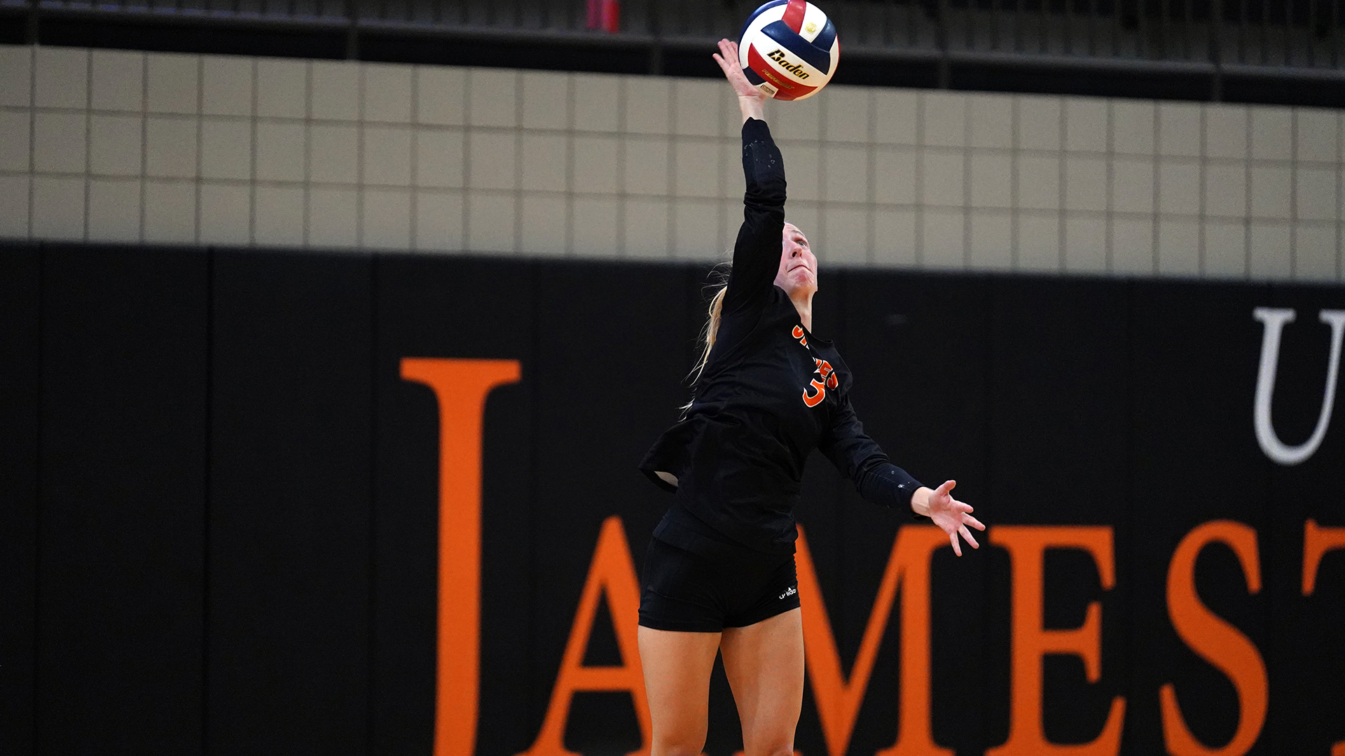 Ellie Holen had 17 digs in UJ's 3-0 win over Briar Cliff University on Saturday / Photo by Alex Maida