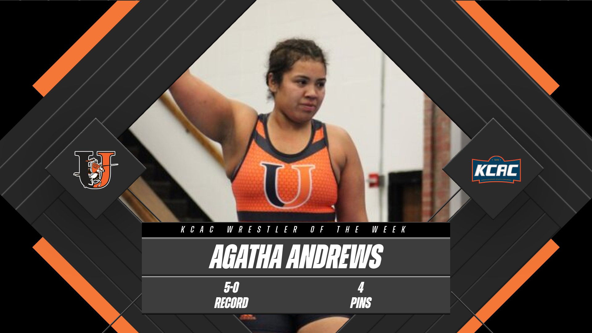 Agatha Andrews named KCAC Wrestler of the Week